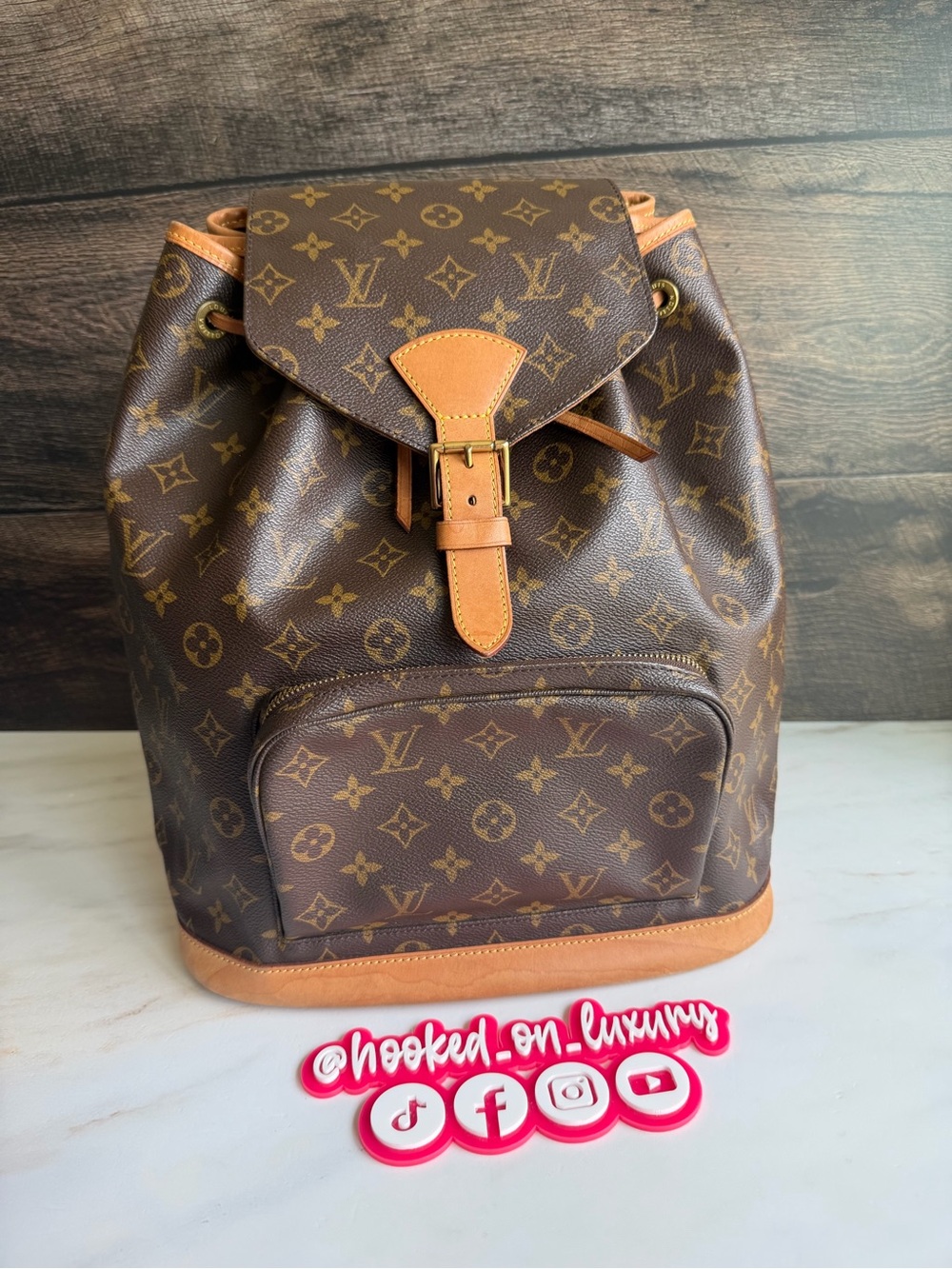 Authentic Louis Vuitton Montsouris GM Monogram Backpack Vintage Bag Tote